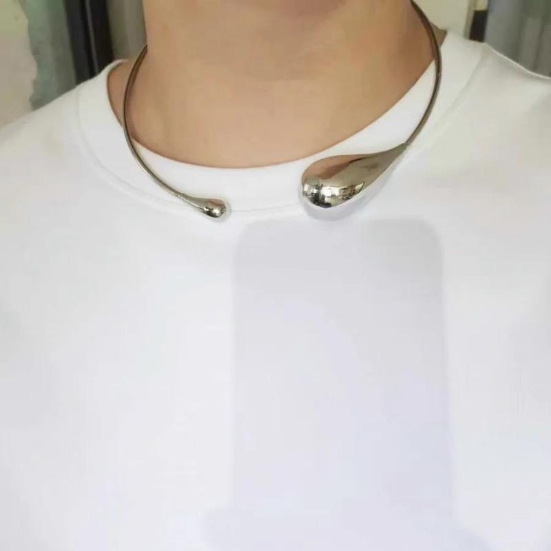 HUANZHI Fashion Water Drop Shaped Open Metal Choker Necklace for Women Girls Punk Cool Exaggerated Minimalist Jewelry Gifts 2024