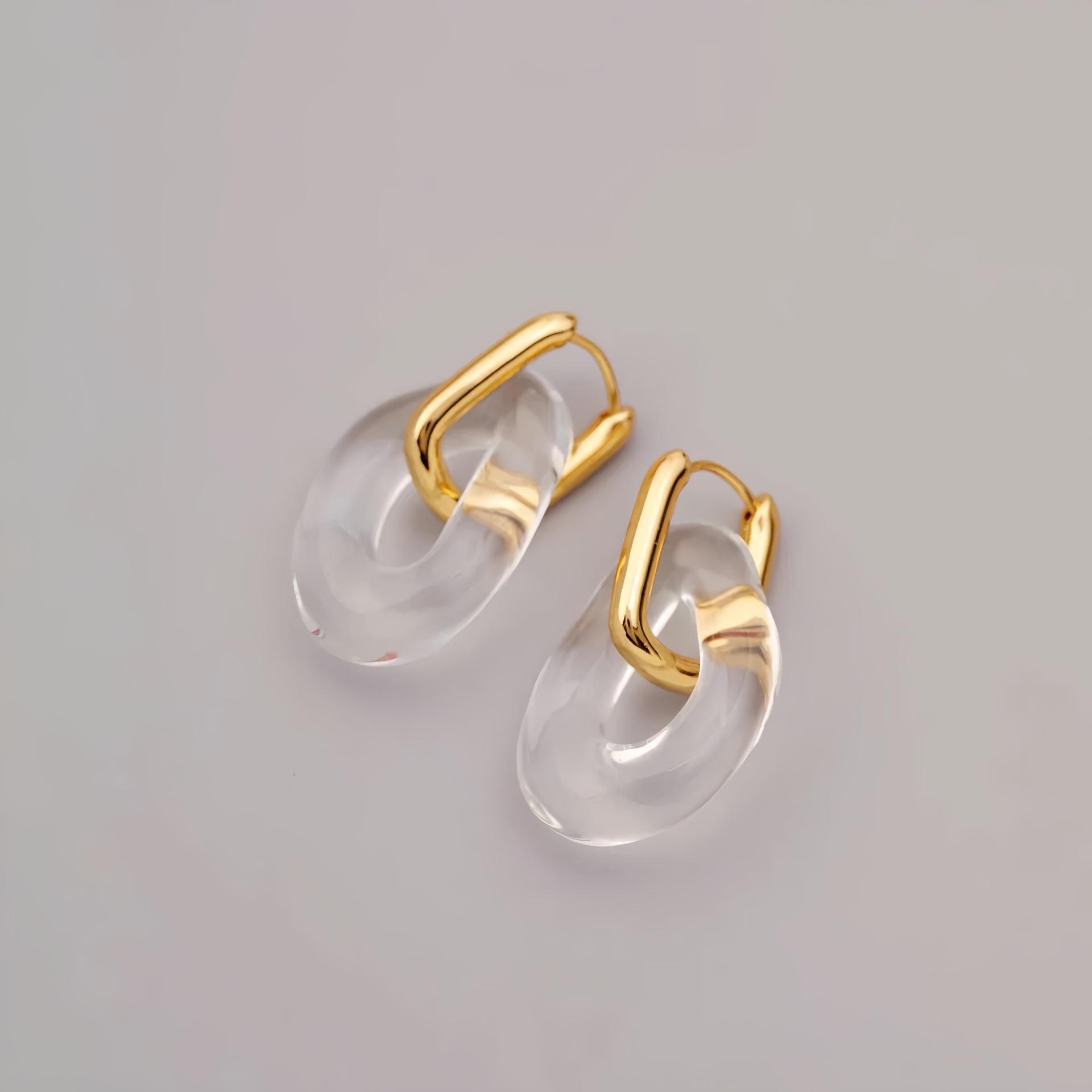 Trendy Irregular U-Shaped Resin Transparent Earrings