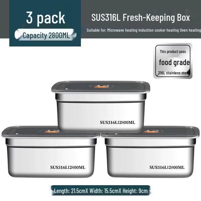 2800ml Wheat Straw Food Storage Containers (3-Pack)