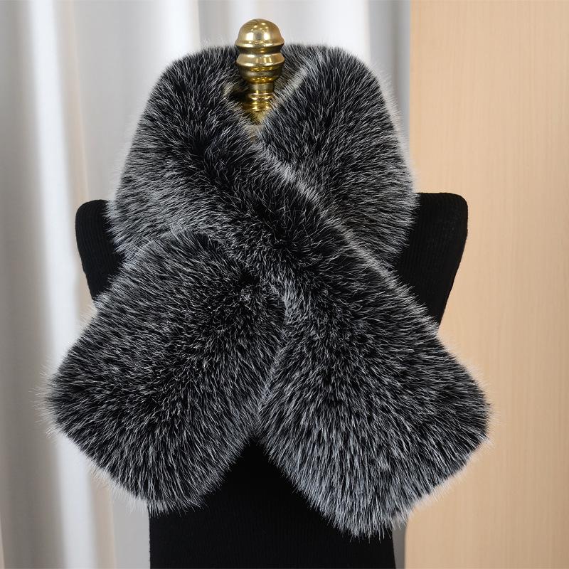 Ladies Imitation Fox Hair Scarf Double-sided Autumn and Winter Thickened Warm Imitation Fur Scarf Simple Temperament