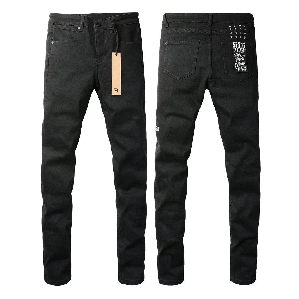 VibeStreet New Jeans Men Paint Hole Trendy American High Street Trend Low Rise Stretch Skinny Pleated Ripped Jeans