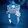 Hochwertiger, großer Karat-Simulations-Topa-Stein-Diamant-offener Ring als Freundin-Valentinstag-Geschenk