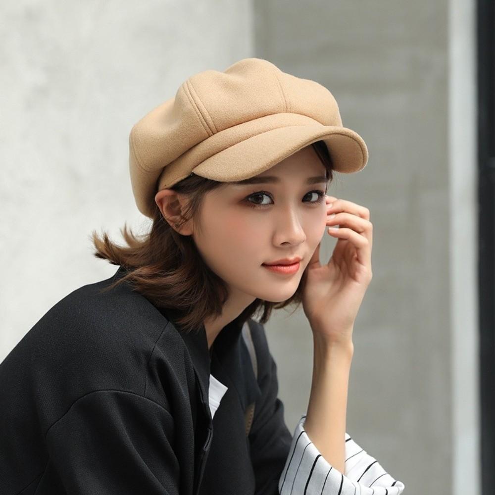 Solid Color British Berets Thick Painter Caps Elegant Artist Hat  Travel
