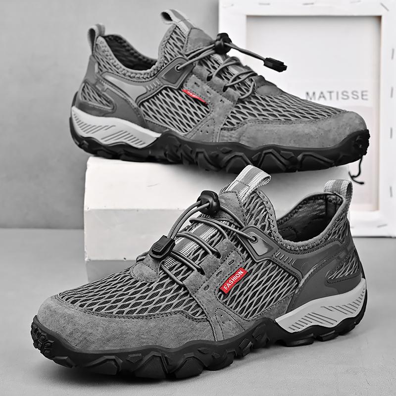 Men's Soft Hiking Shoes Summer Breathable Mesh Sneakers Light Black Hike Footwear Walking Outdoor Climbing Shoes