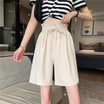 Summer Capris Women's Loose and Versatile High Waist Wide Leg Pants Korean Casual Shorts