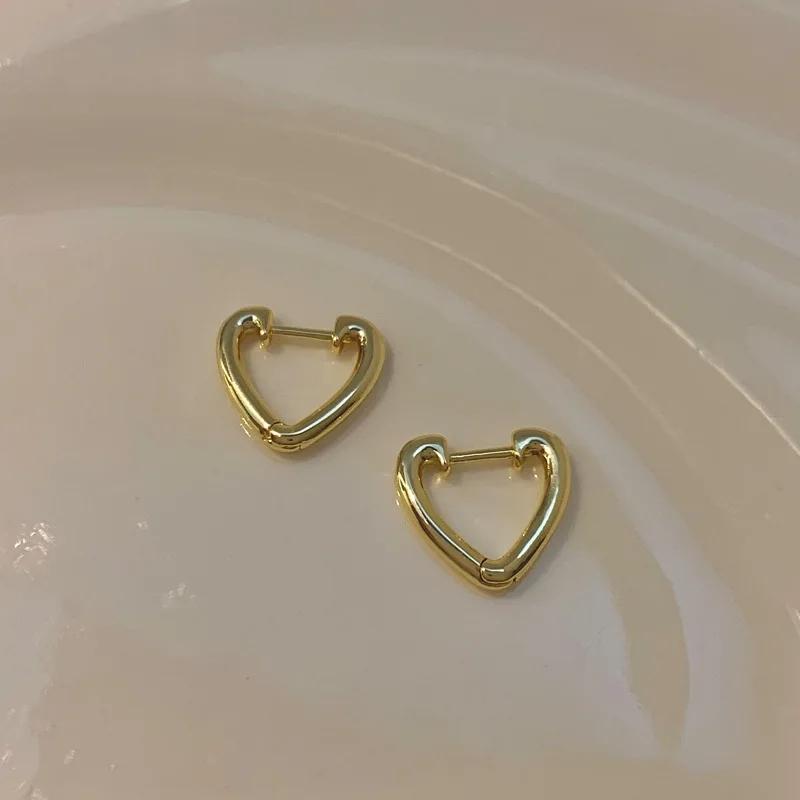 Geometry Irregular Smooth Metal Ear Buckle Earrings for Women Girls Vintage Fashion Gold Color Oval Earrings Punk Zircon Set