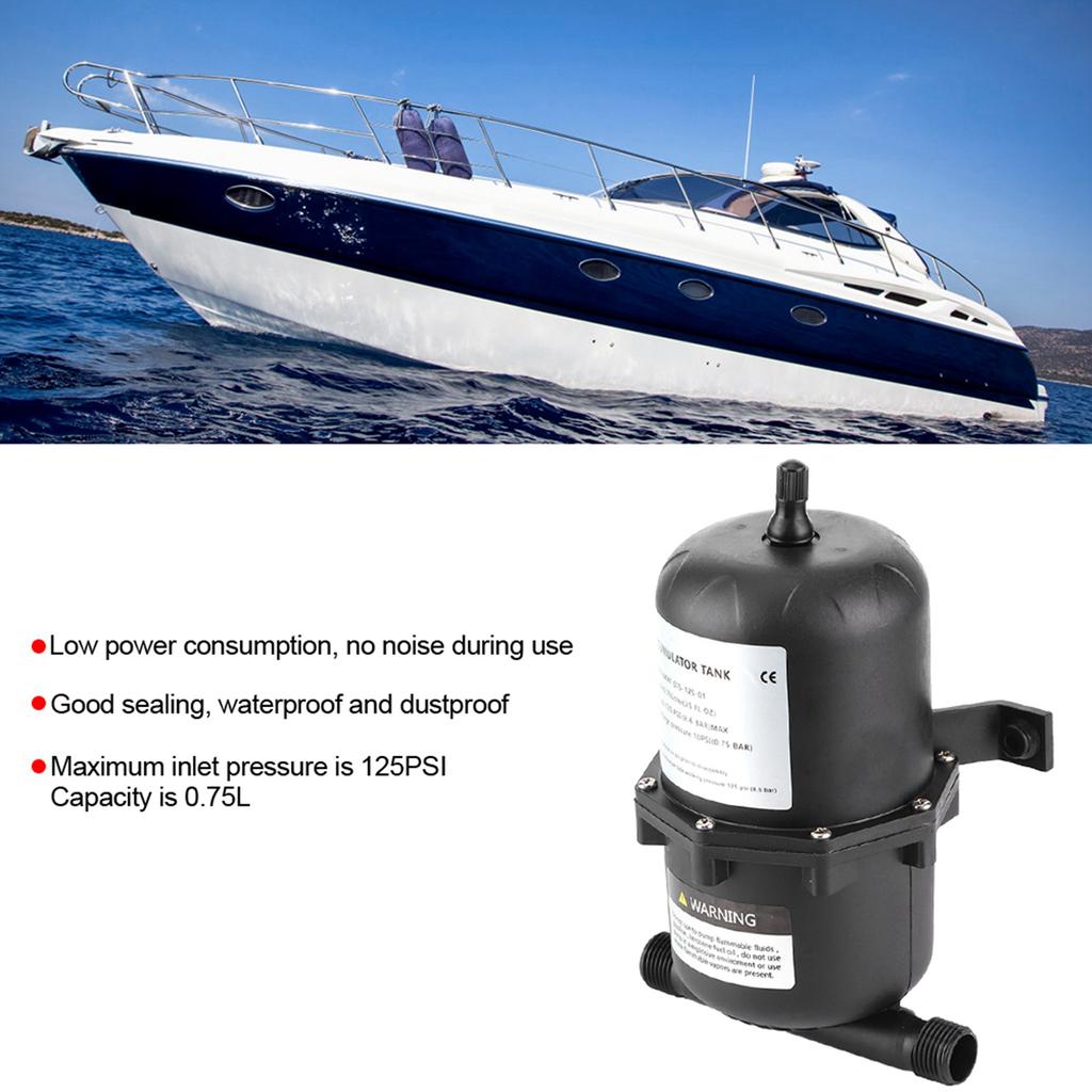 125PSI Accumulator Pressure Control 0.75 L 125PSI Waterproof for Marine RV Boat Accumulator