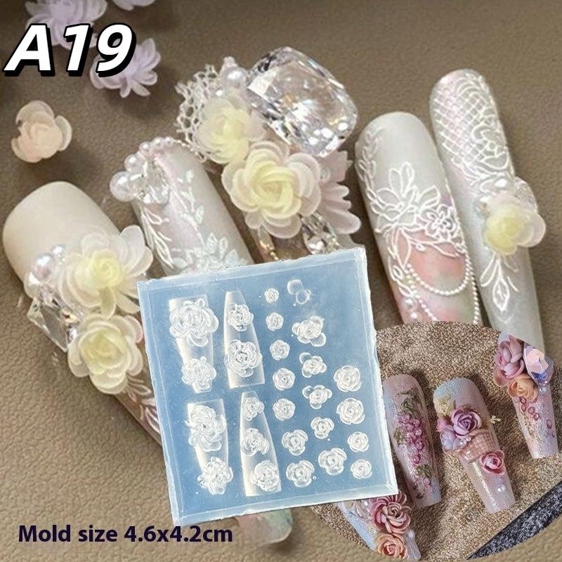 1Pc Chain Ice Flower Butterfly 3D Acrylic Mold Nail Art Decorations Diy Design Silicone Nails Mold