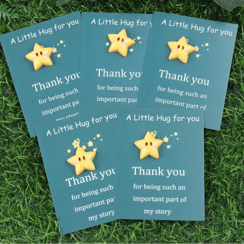 1pcs Inspirational Thanksgiving Hug Greeting Cards with Resin Wishing Stars - Perfect for Friends & Family, White Geometric Design