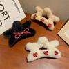 New Elegant Plush Bow Hair Claw Clips for Women Girls Winter Fluffy Plush Large Shark Clamp Hair Clip Headwear Hair Accessories