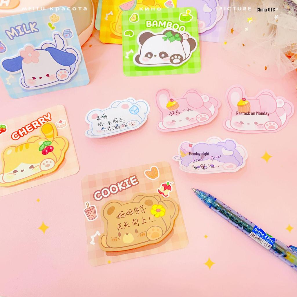 Charming Japanese-Style Sticker Set: Cartoon, Student, Portable, Irregular-Shaped Sticky Notes for Office & Home