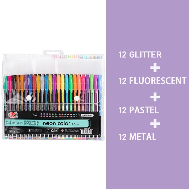 

Набор из 60 цветных гелевых ручек, блестящие металлические пастельные неоновые ручки 12 24 36 48 цветов Multi-Colored
