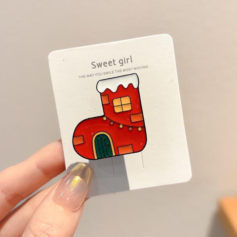 Металлический набор брошей-булавок в виде рождественского чулка