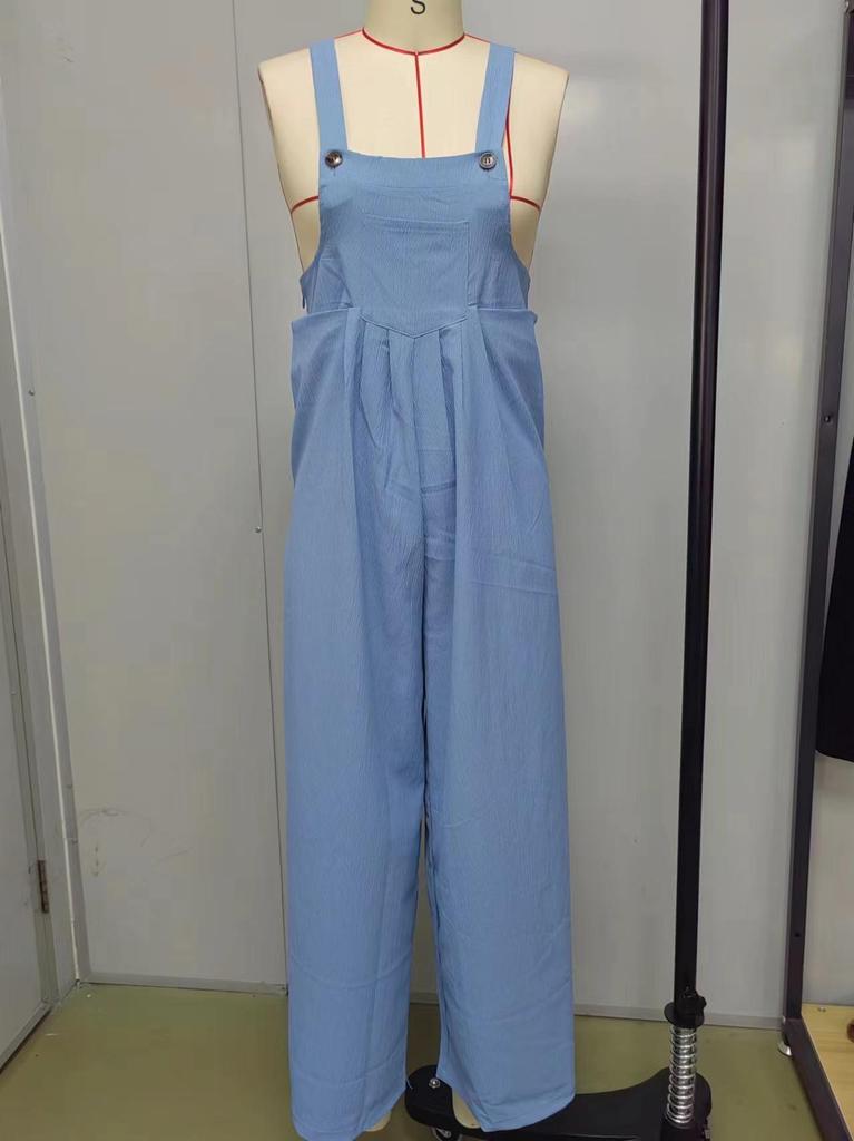 2025 European & American Women's Retro Casual Solid Color Overalls