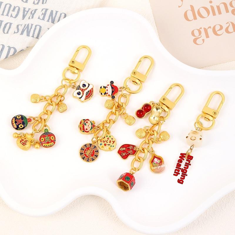 1Pcs New Chinese Style Cute Lucky Cat Keychain Cartoon Kitten Car Bag Charm Ornaments Pendant Keyring Jewelry Couple Gift