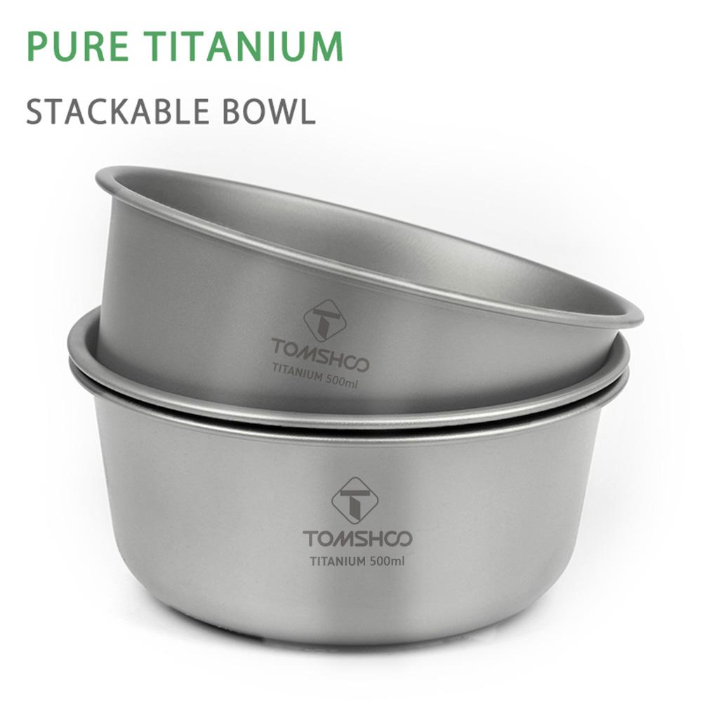 500ml Titanium Bowl Stackable Camping Bowl for Camping Hiking Travel