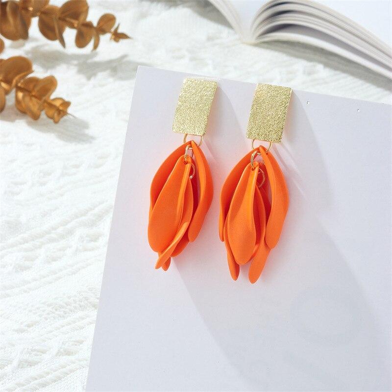Pinkdudu Fashion 7 Color Tassel Petal Drop Earrings Creative Sweet Enamel Flower Metal Earring for Women Jewelry Gifts PD1549