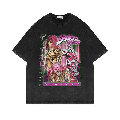 European & American Washed Vintage Short-Sleeve T-Shirt JOJO's Bizarre Adventure American-Style Retro Cotton T-Shirt - TT7055