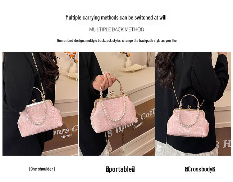 2025 Retro Pearl Cheongsam Evening Crossbody Bag - Chinese Style Kiss Lock Design