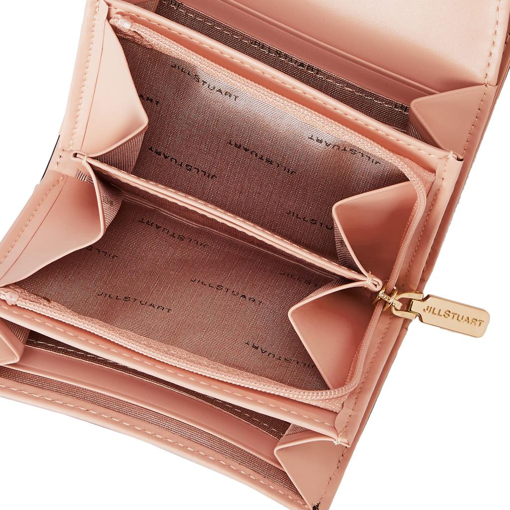 Jill Stuart Women's Gloria L-shaped Zipper Folding Wallet with Ribbon Motif, Cowhide Leather, JSLW3AS2