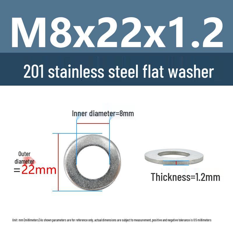 Yigu Yigu 201 Stainless Steel Flat Washer, Enlarged and Thickened Round Metal Screw Washer