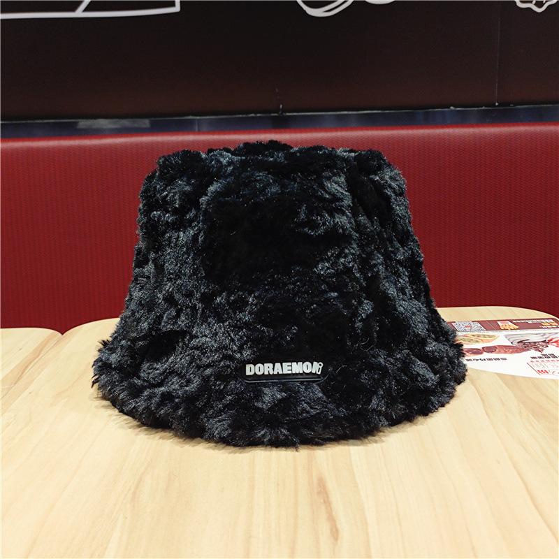 

Корейская Панама из Овечьей Шерсти для Женщин Зимняя Плюшевая Утепленная Теплая Ins Универсальная Подчеркивающая Маленькое Лицо Шляпа-Ведро Adjustable