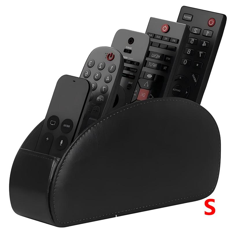 

LMETJMA Remote Control Holder with 5 Compartments PU Leather TV Remote Caddy Storage Box Organizer Tray Desktop Organizer