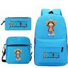 New Animation One Piece Printed Backpack for Primary and Secondary School Students Large Capacity School Bag Combination Three-piece Set