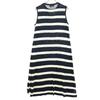 SM2 Bordürenmuster Ärmelloses Knielanges Kleid M Marineblau System Damen Gebraucht