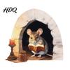 Mouse Hole Wall Stickers 3D Decals Peel And Stick Cute Cartoon Mice Reading Sticker Decorative Durable Vinyl for Kids Room Bedroom Nursery Book Nook
