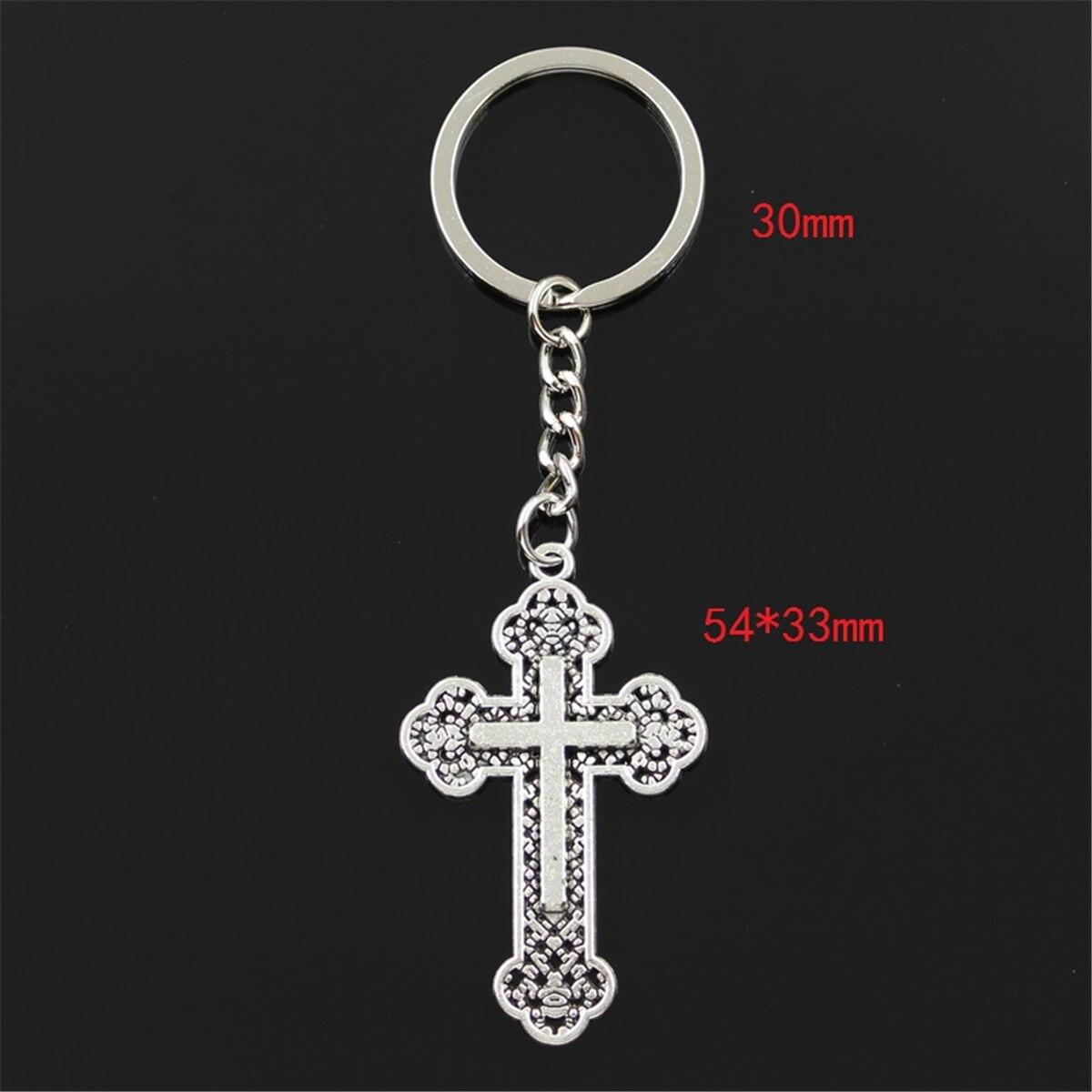 

Новая мода для мужчин 30 мм брелок DIY металлический держатель цепи Винтаж крест 54x33 мм античное серебро цвет кулон
