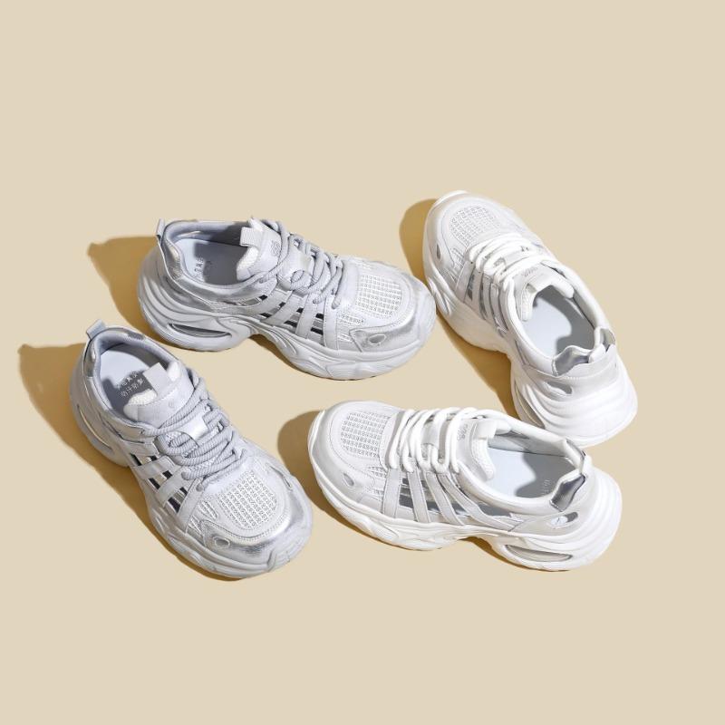 Thick-soled dad shoes women's spring and summer new hollow mesh breathable versatile trendy lightweight casual sports shoes