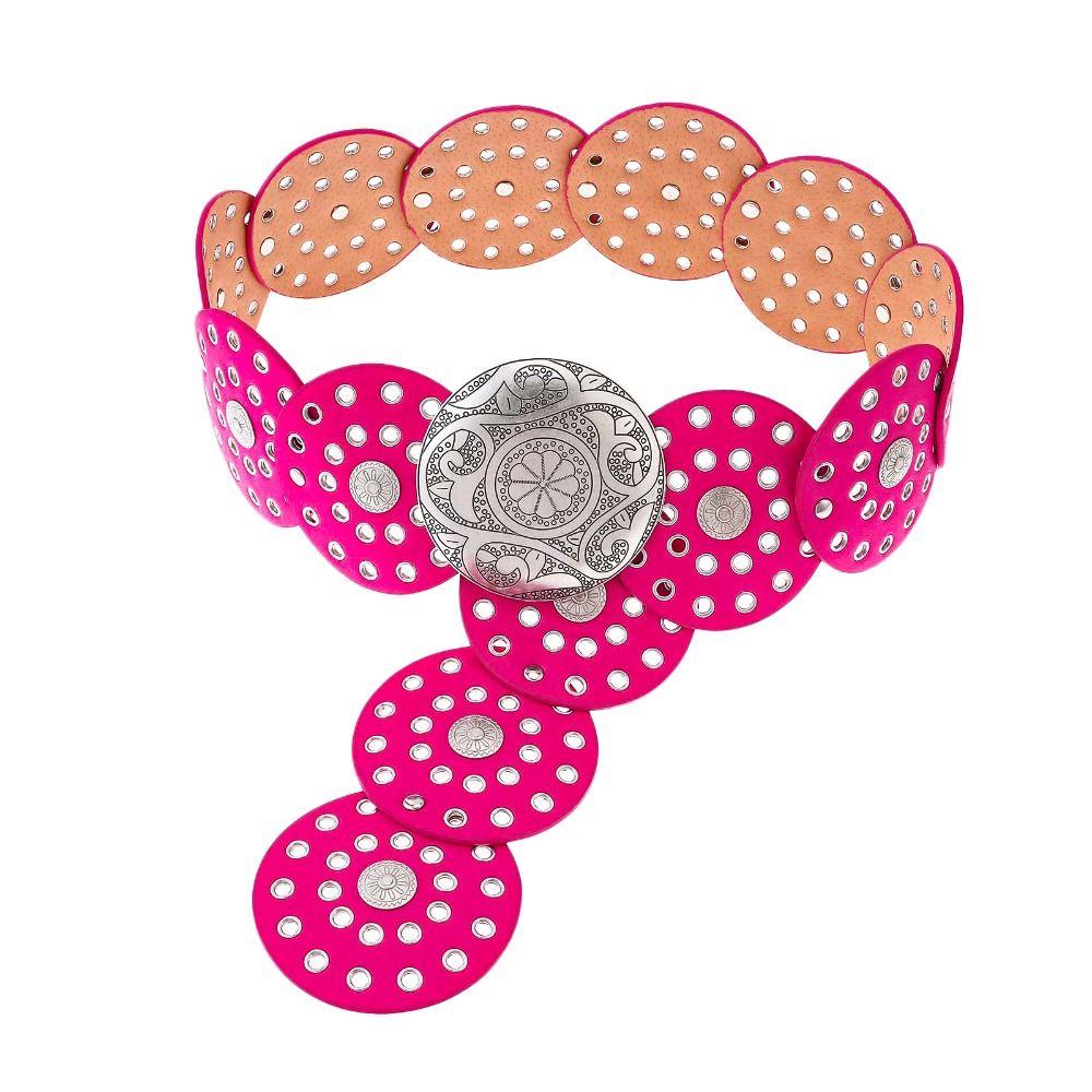 Exaggerated Cowboy Disc Belt Western Style Colorful  Wide Disc Belt Hollow Belt  for Women