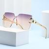 Retro Square Metal Sunglasses Women Men Rimless Trend Luxury Shades Leisure Travel Sun Glasses Lady Man UV400 Protective Glasses