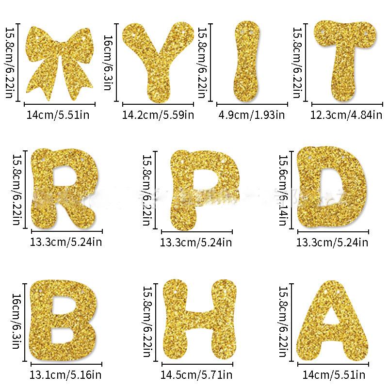 Birthday Themed Kids Party Supplies Glitter Letter Banner Garland Streamer Decorations