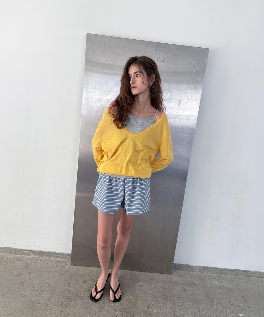 Poeteuseoul Cozy Stripe Shorts_Blue