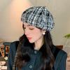 New plaid retro face small beret children spring and autumn British temperament versatile painter hat tide