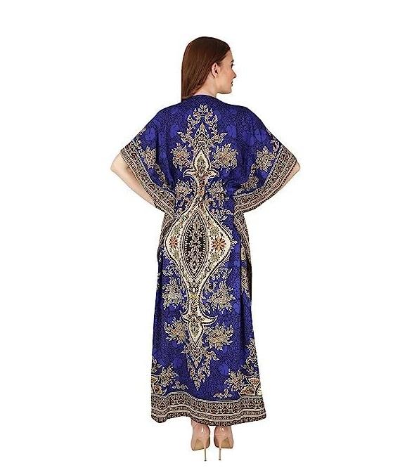 TreegoArt Fashion Women's Polyester Long Kaftan Caftan Printed Adjustable Boho Dress Nightwear Maxi Gown