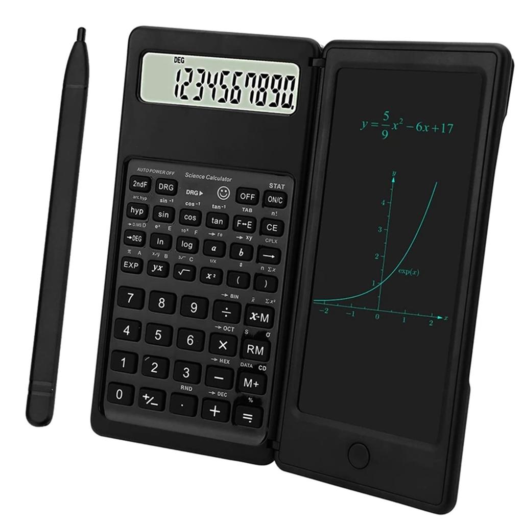 Portable Mini Foldable Scientific Calculator with LCD Writing Notepad &Stylus,Multifunction Pocket Calculator for Student Office