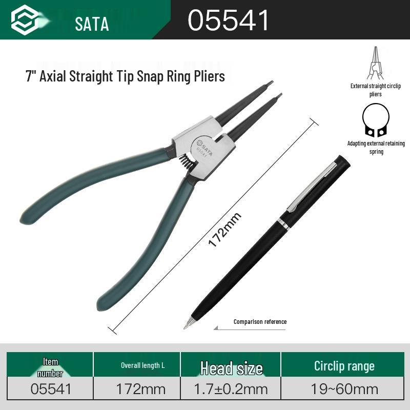 

Плоскогубцы Sata со стопорными кольцами: Универсальное внутреннее/наружное использование, прямой/изогнутый носик для стопорных колец вала