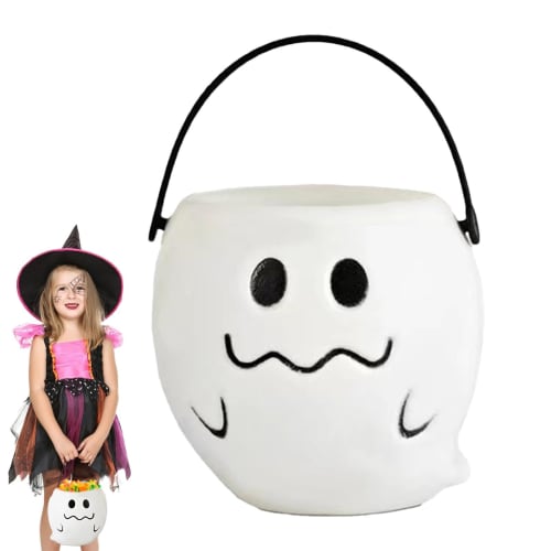 Kids' Halloween Bucket, Halloween Candy Pail, Pumpkin Ghost Favors Holder, Lightweight Pumpkin Ghost Candy Pot, Reusable Pumpkin Ghost Candy Bucket Fo