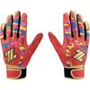 Used [New] ZETT Baseball General Use Batting Gloves TOUGH LEATHER GLOVE Tough Leather Gloves for Both Hands Durable Camouflage Camo Red X Gold (6482)