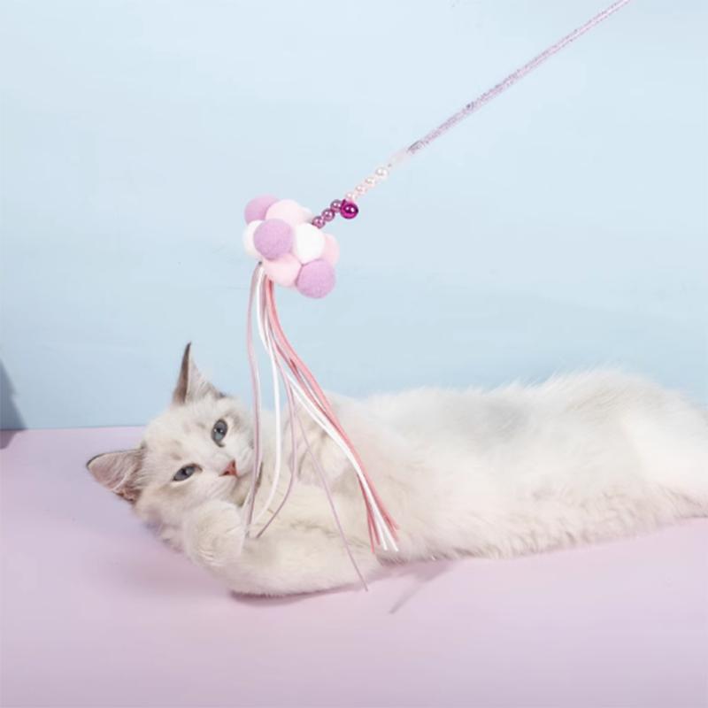 Cat teasing stick plush combination cat toy acrylic fairy cat teasing pole durable and bite resistant long pole cat toy