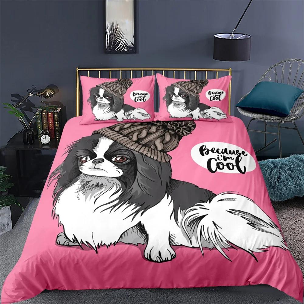 Hund Valp 3D Sängkläder Set Mode Bekvämt Täcke Påslakan Örngott Sängkläder Set Barn Sovrumsdekoration Hemtextil