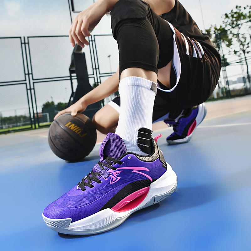New Basketball Shoes MD Rubber Sole Friction Luminous Light Men's and Women's Real Young Students Battle Game Training Shoes
