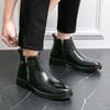 Mode Größe 38-46 Retro Herren Chelsea Boots Schwarz Braun Dicke Sohle High Top Doppelreißverschluss Blockstiefel Europäische Businessstiefel Herren
