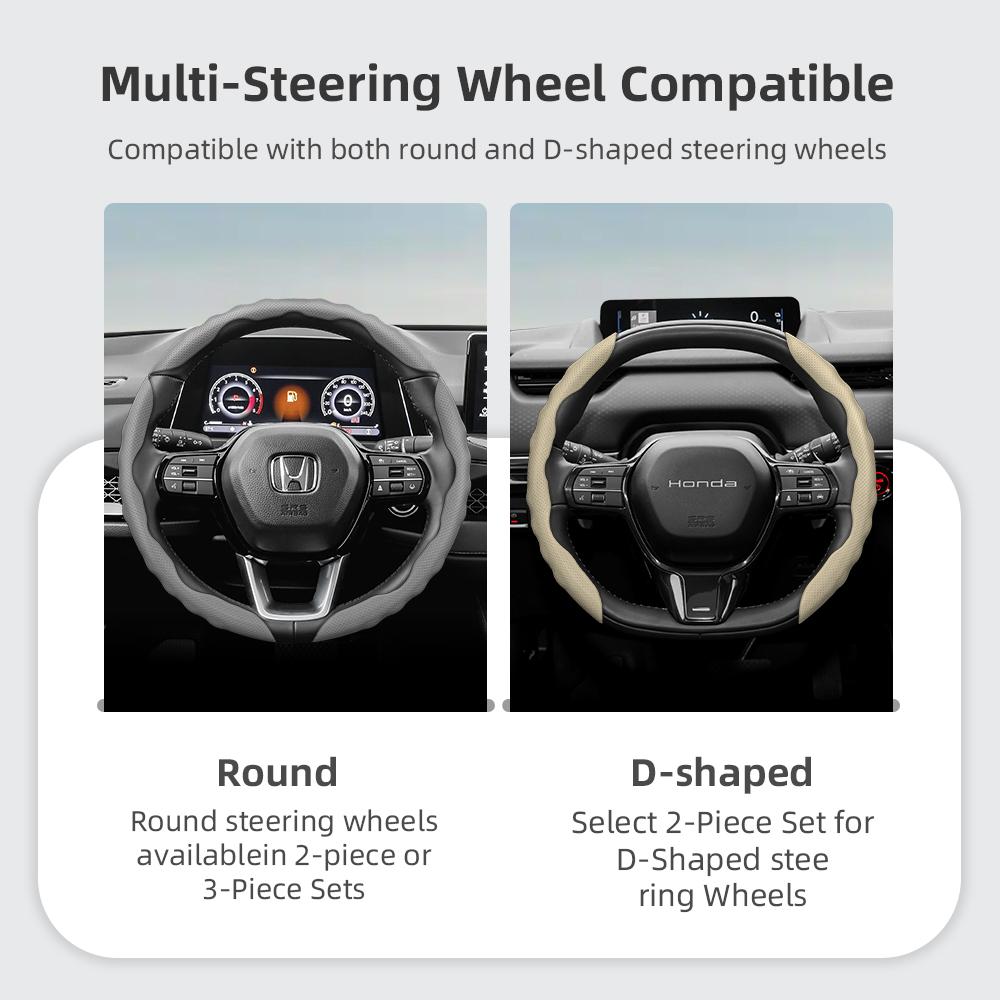 Steering Wheel Cover Suitable for Honda, Wave-Shaped Sporty Design, Breathable Leather, Segmented Design, Non-Slip, Sweat-Abs Cr-V Fit Jazz Hr-