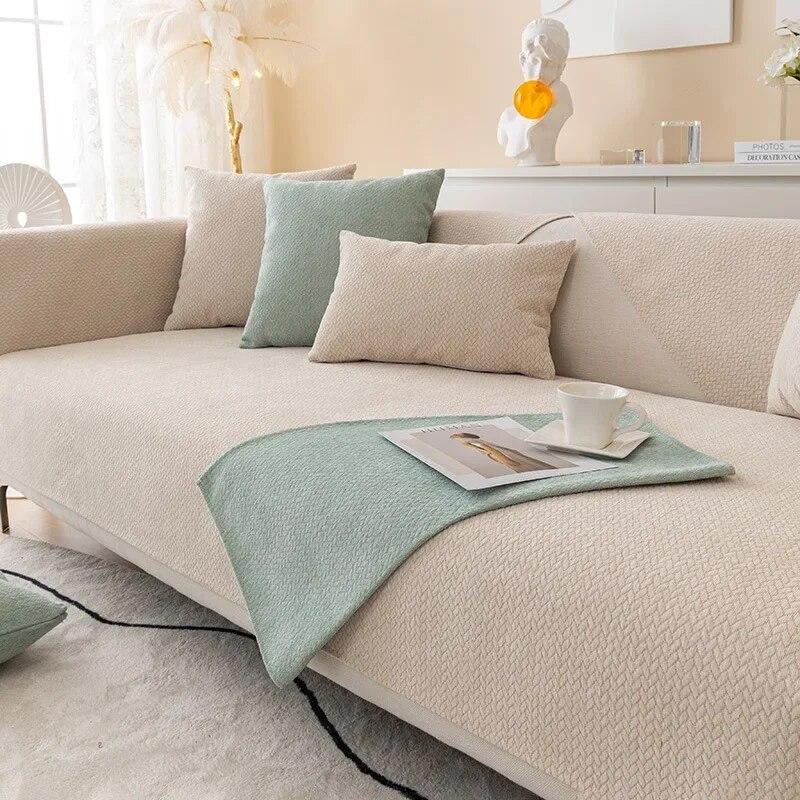 Non-Slip Sofa Cushion Towel Cream Ins Chenille Light Luxury Texturing Living Room Sofa Cushion Sofa Cover