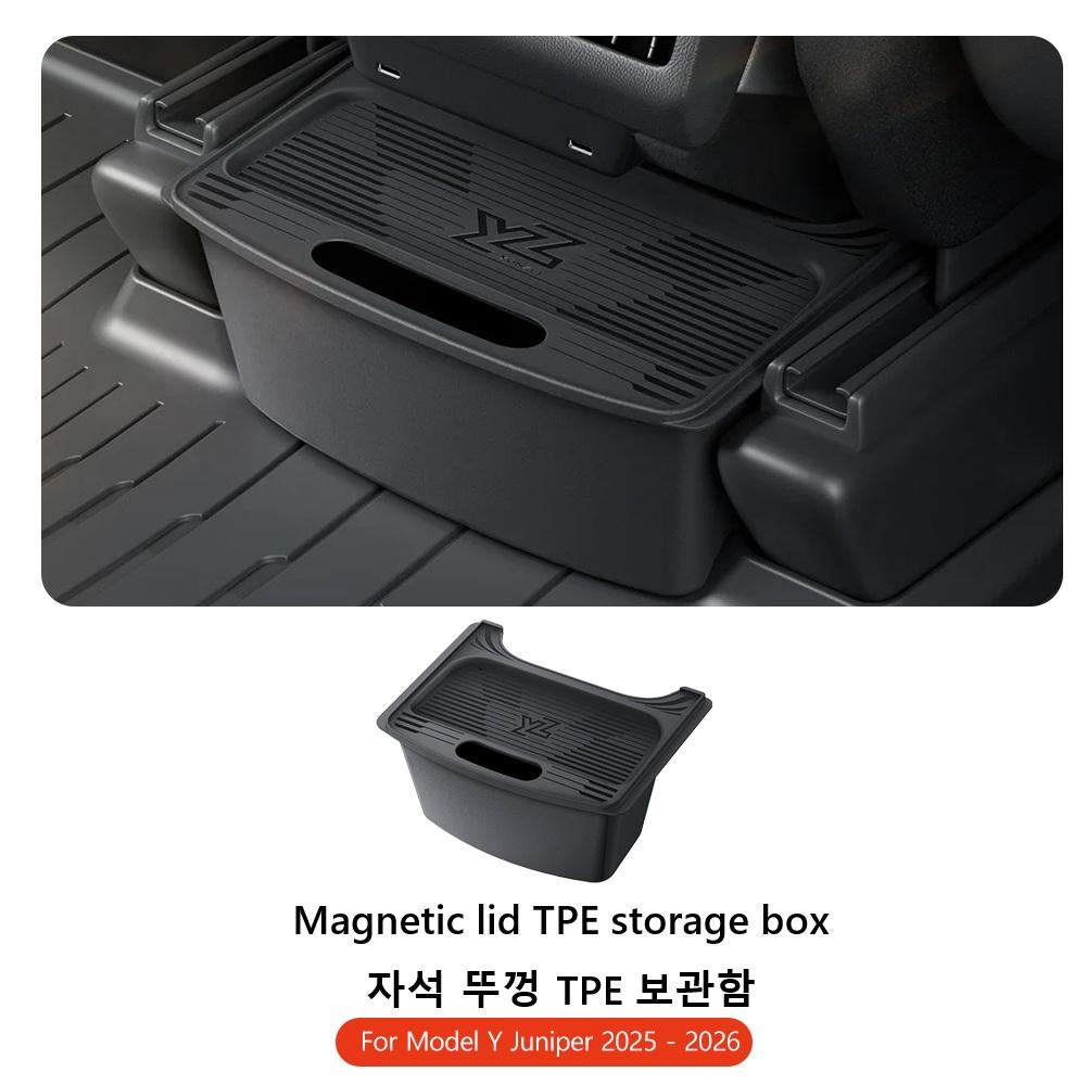 

YZ For Tesla Model Y Juniper 2021-2026 Magnetic Rear Storage Box Seat Trash Can With Lid Cover Organizer Car Interior Accessorie
