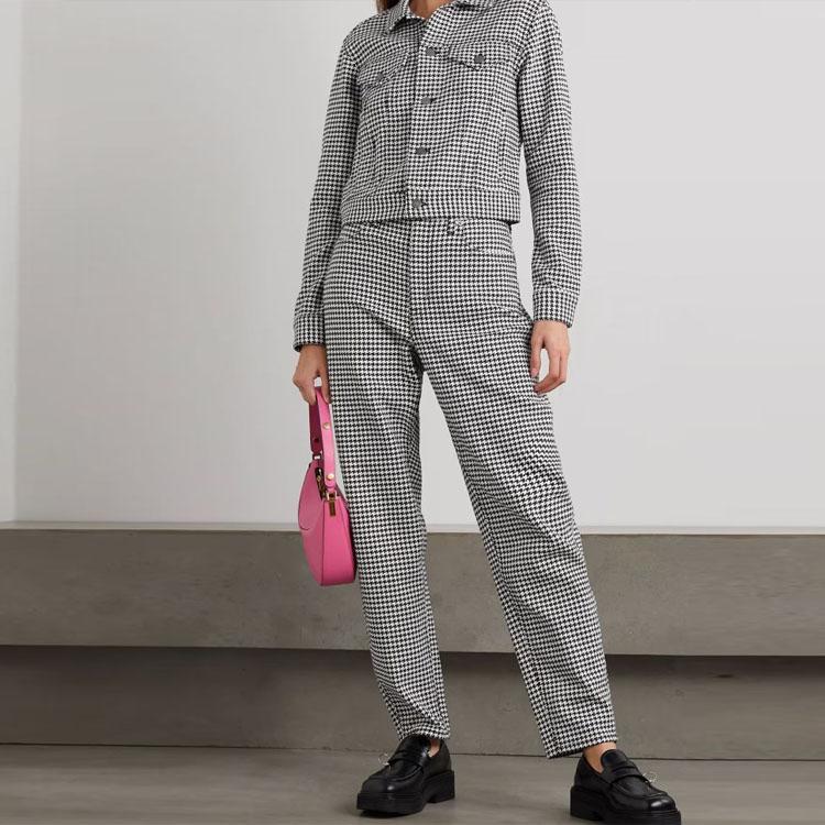 Polo Ralph Lauren Houndstooth Pattern Printed Casual Long Sleeve Jacket Women jackets Black 211880946-001
